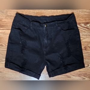 Black Distressed Cuffed Denim Shorts ♥︎Women's Size 20W♥︎